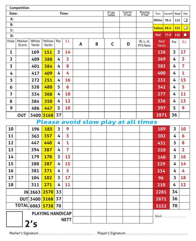 bury golf club scorecard